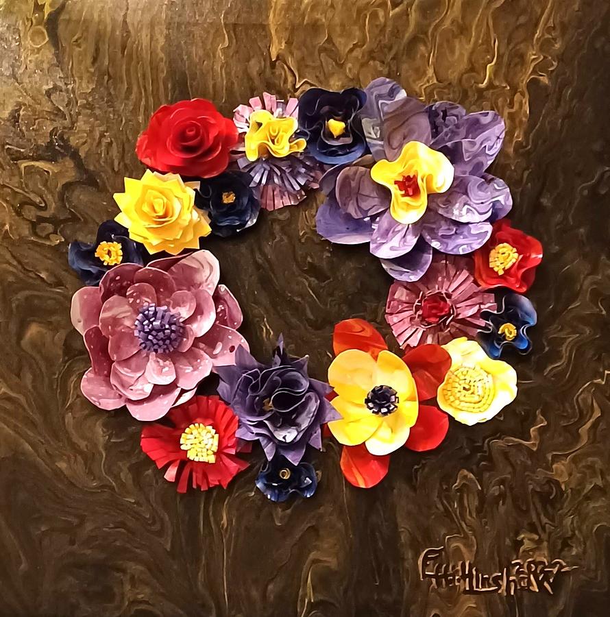 Floral Wreath Painting by Lisa Hinshaw
