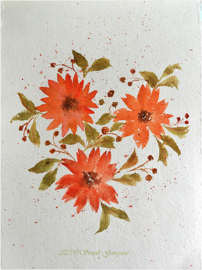 Flower Painting - Floral wreath by Sonali Gangane