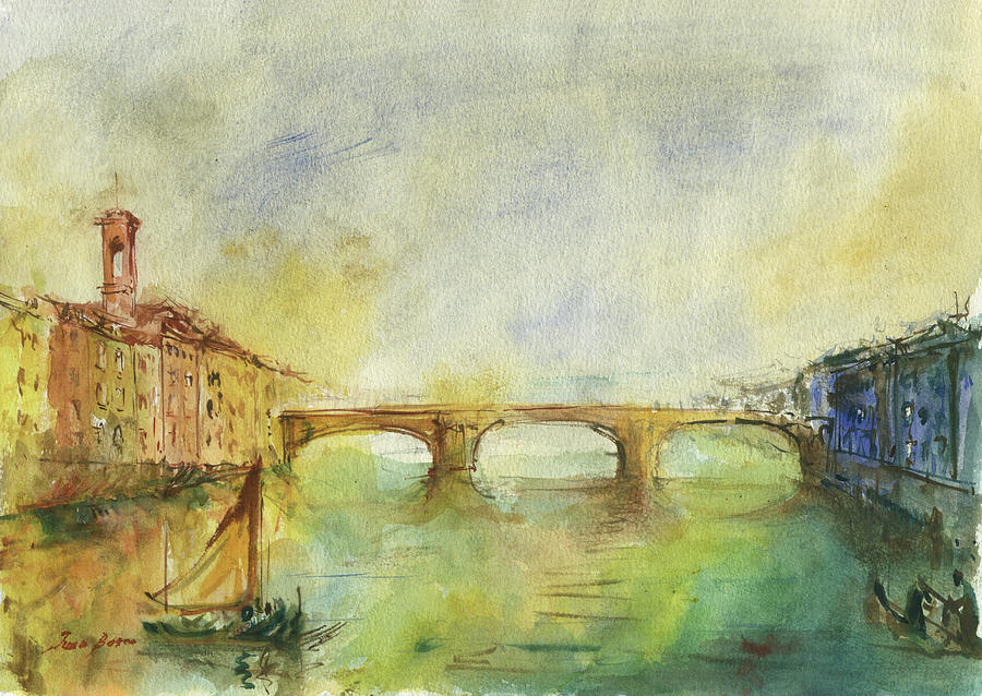 Florence bridge italy Painting by Juan Bosco