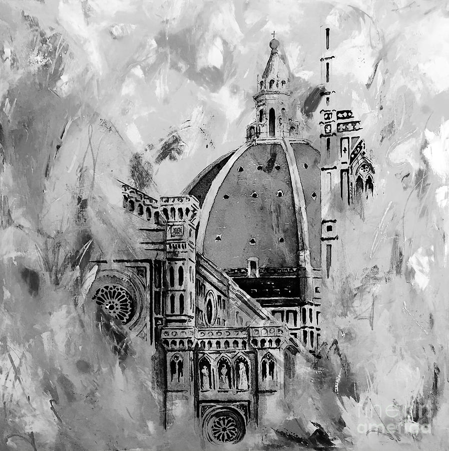Architecture Painting -  Florence-Cathedral-and-Brunelleschis dome Tuscany Italy 01 by Gull G