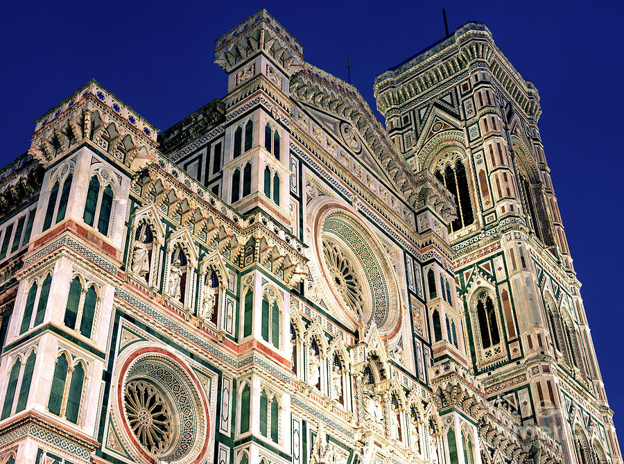 Florence Cathedral Facade at Night in Italy Photograph by John Rizzuto