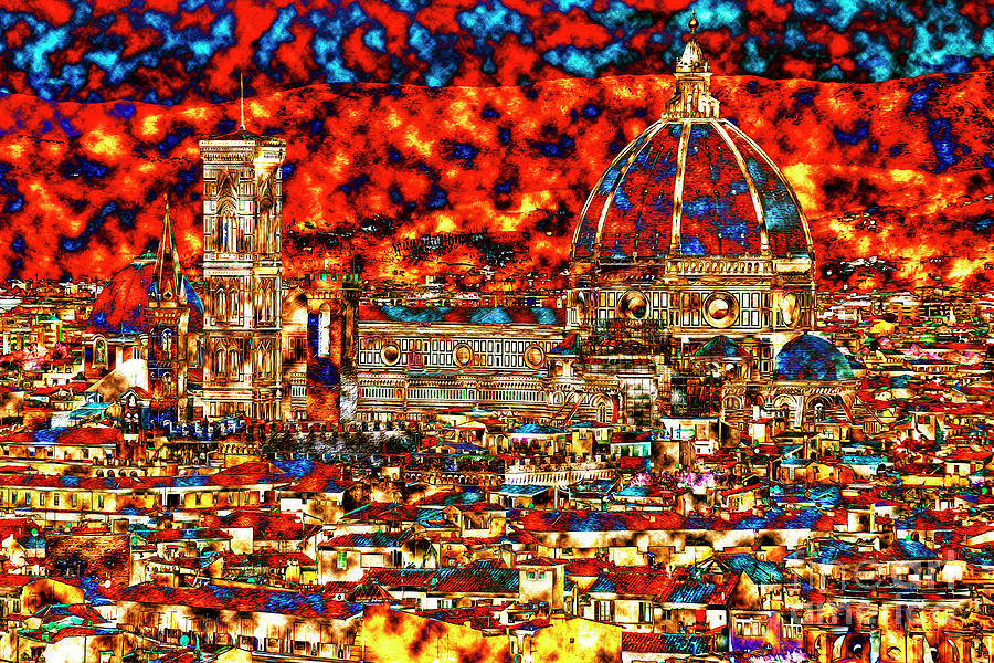 Florence Cityscape Color Spectrum Digital Art by John Rizzuto