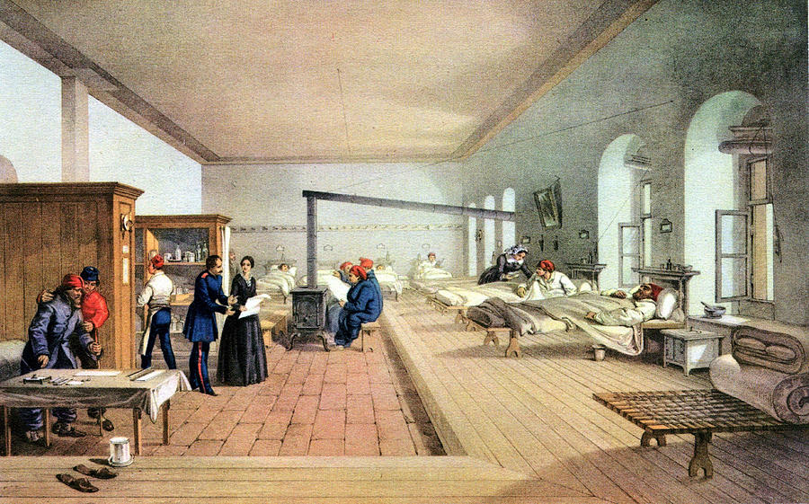 Florence Nightingale inspecting hospital ward during the Crimean War Photograph by Photos.com
