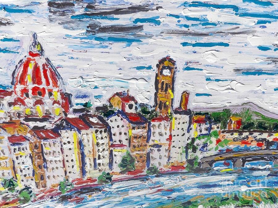 Florence on the river Painting by Patrick Grills