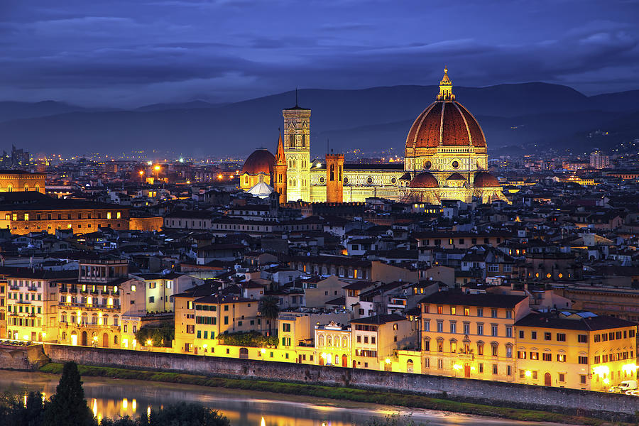 Florence or Firenze, Duomo Cathedral landmark. Sunset view from  Photograph by Stefano Orazzini