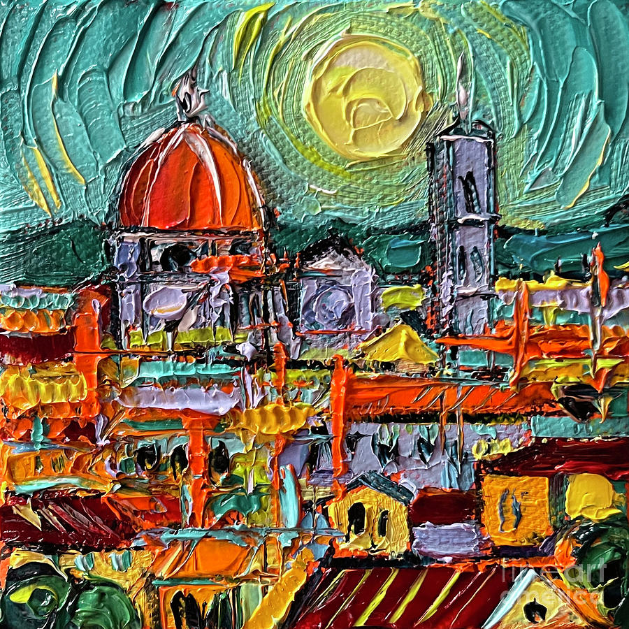 FLORENCE ROOFTOPS AND DUOMO VIEW MINI 3D CANVAS oil painting Mona ...
