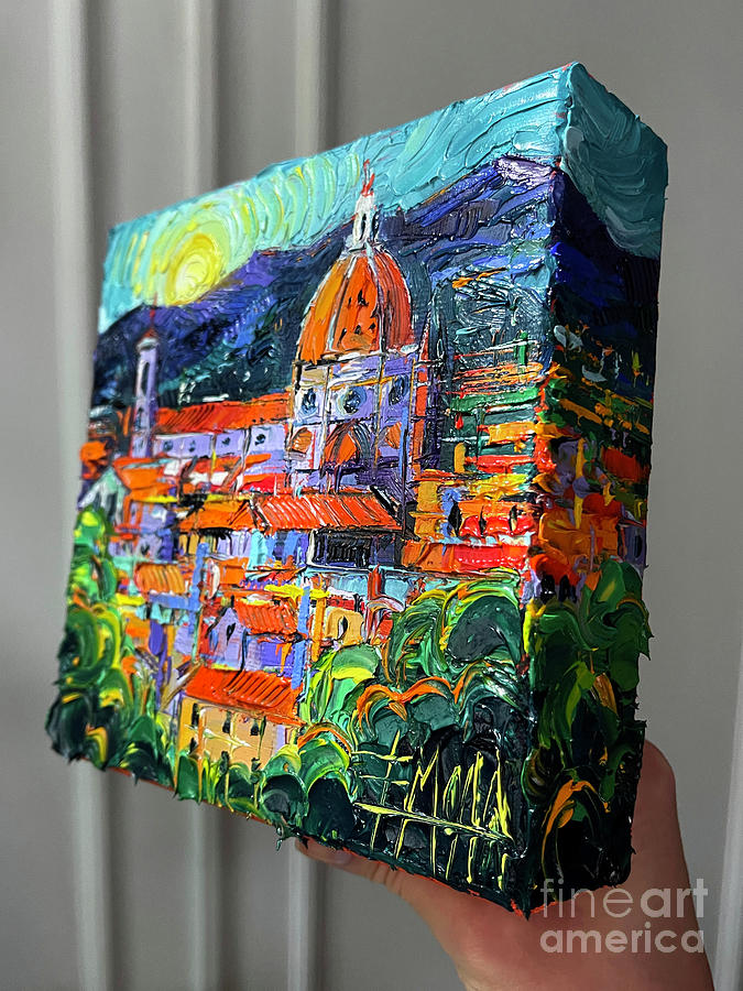 FLORENCE ROOFTOPS miniature - 3D canvas painted edges right side Painting by Mona Edulesco