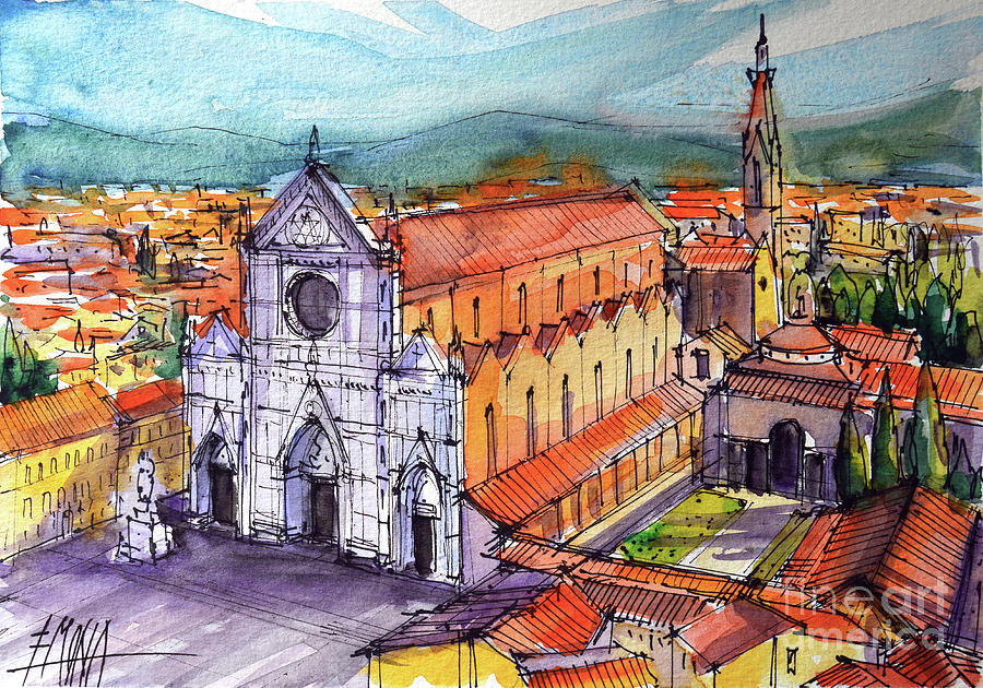 Florence Painting - Florence Santa Croce And Pazzi Chapel by Mona Edulesco