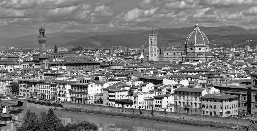 Skyline Photograph - Monochrome of Florence Skyline Italy by John Gilham