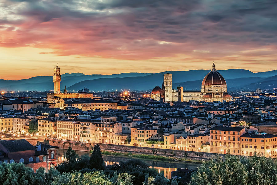 Architecture Photograph - Florence Sunset by Manjik Pictures