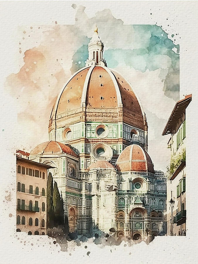 Architecture Painting - Florence Watercolor II by Naxart Studio