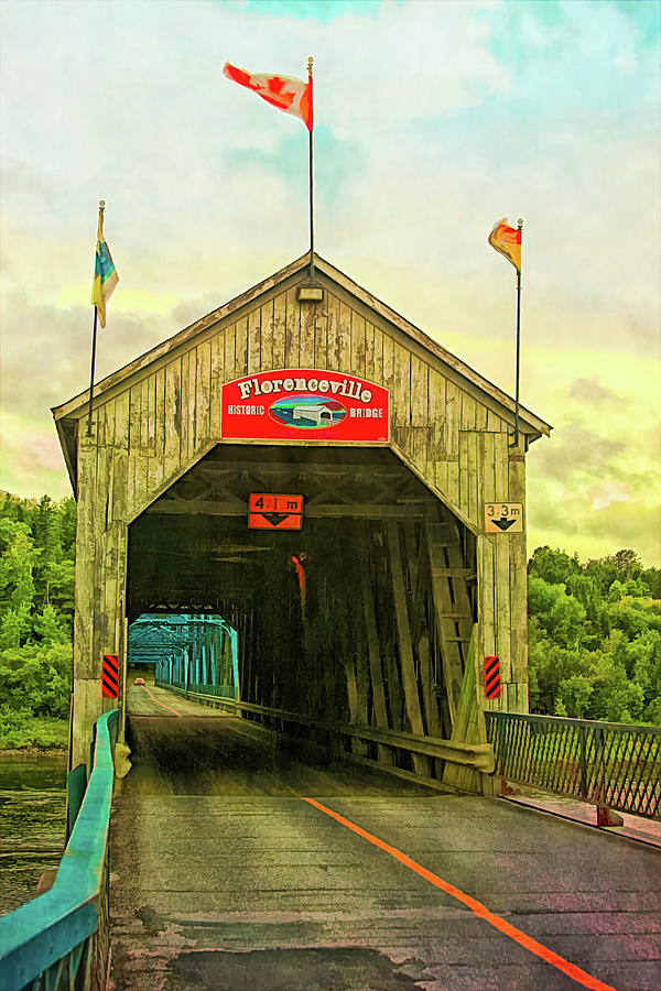 Florenceville Bridge New Brunswick #2 Mixed Media by Tatiana Travelways
