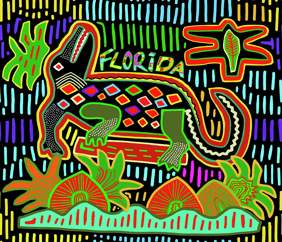 Crocodile Digital Art - Florida Alligator - Hurrican Critter by Vagabond Folk Art - Virginia Vivier