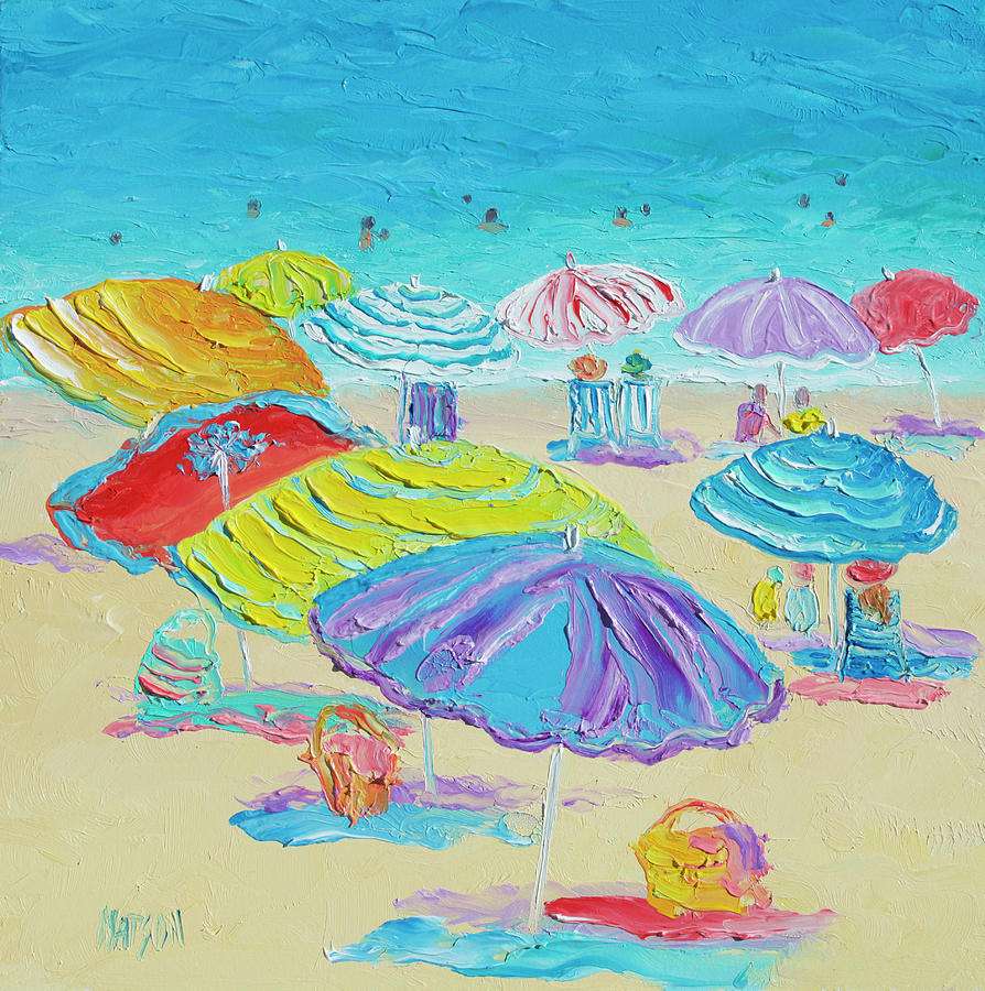 Florida Beach Umbrellas Painting by Jan Matson