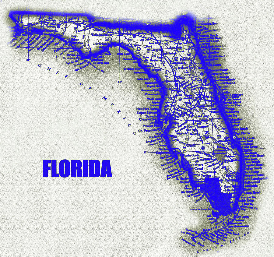 Florida blue print work Digital Art by David Lee Thompson