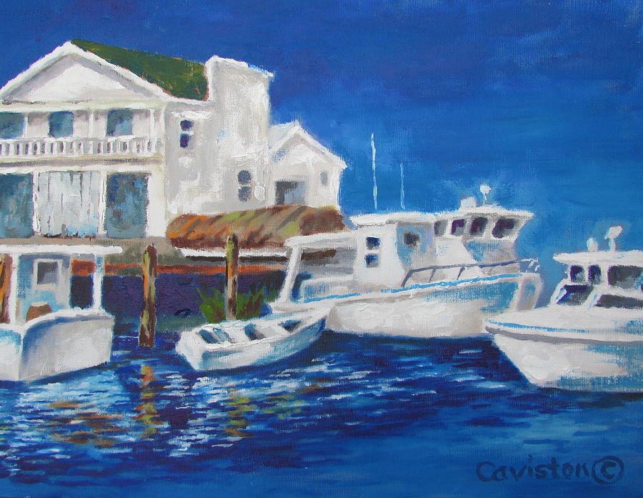 Tarpon Springs Florida Boats Painting by Tony Caviston
