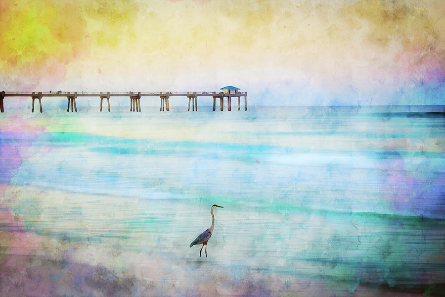Florida Coast Sunrise Pier Painting by Dan Sproul