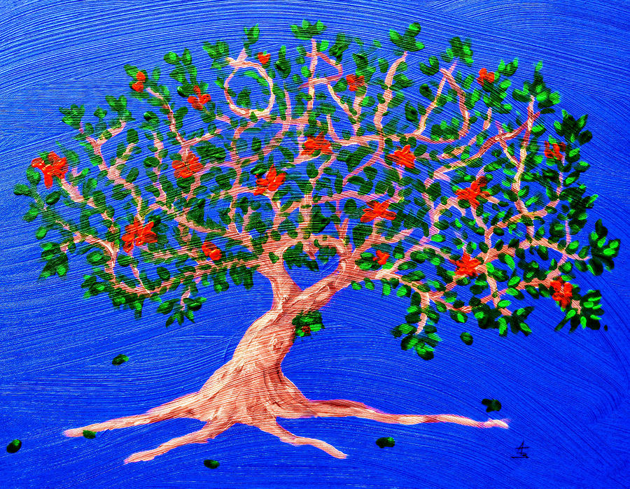 Tampa Painting - Florida Love Tree Art by Aaron Bombalicki