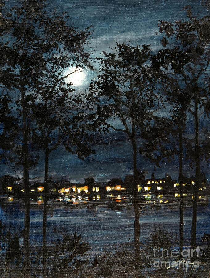 Landscape Painting - Florida Moonrise by Zan Savage