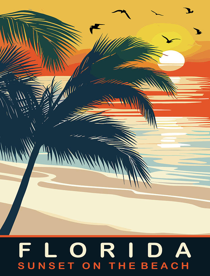 Florida, Palm Tree on the Beach Digital Art by Long Shot