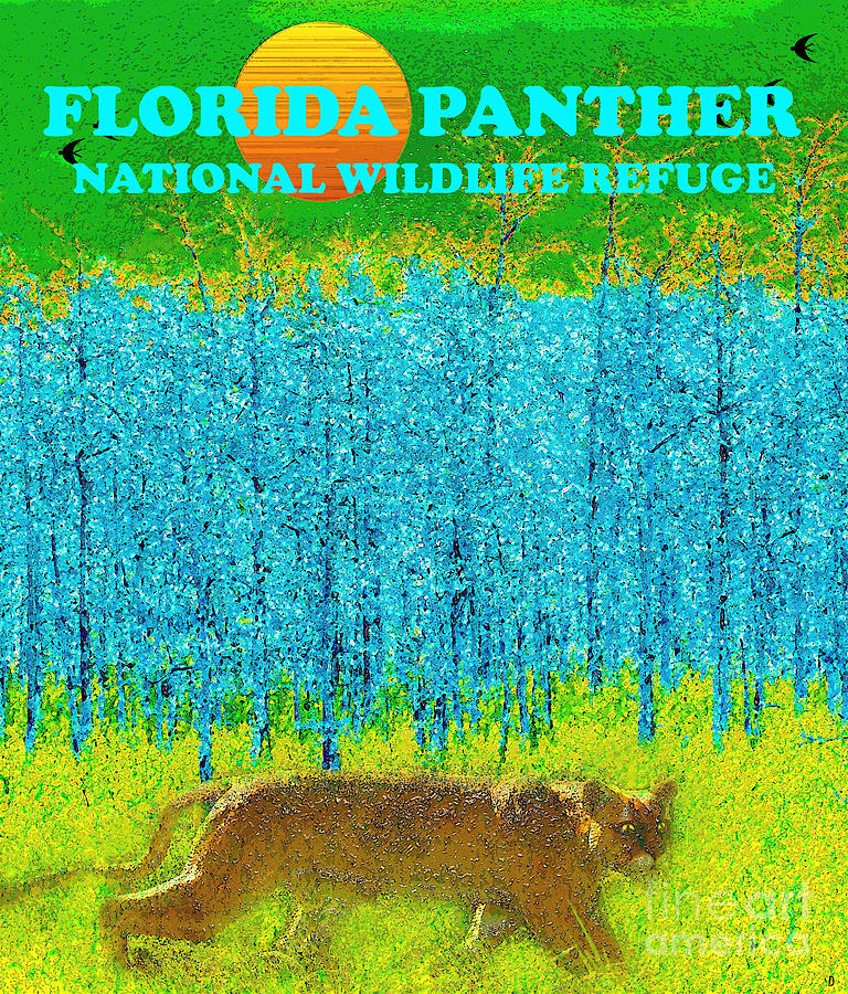 Florida Panther National Wildlife Refuge poster A Mixed Media by David Lee Thompson