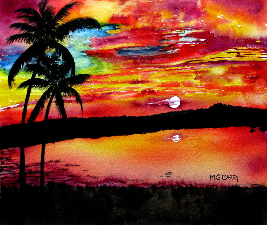 Florida Sunset Painting by Maria Barry