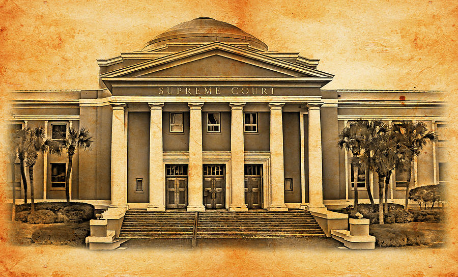 Florida Supreme Court Building in Tallahassee, blended on old paper Digital Art by Nicko Prints