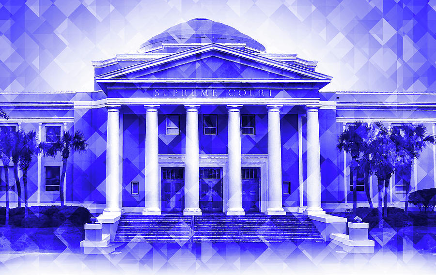 Florida Supreme Court Building in Tallahassee - blue pop art Digital Art by Nicko Prints