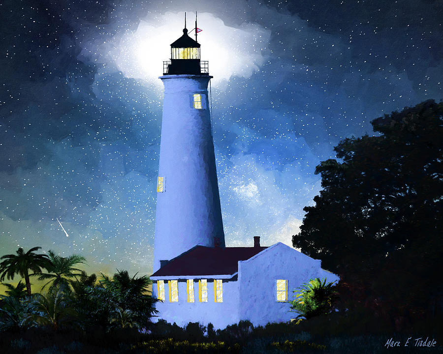 Floridas Historic St Marks LIghthouse Mixed Media by Mark Tisdale