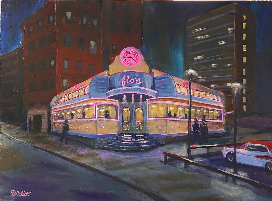 Flos Diner Yorkville Painting by Brent Arlitt