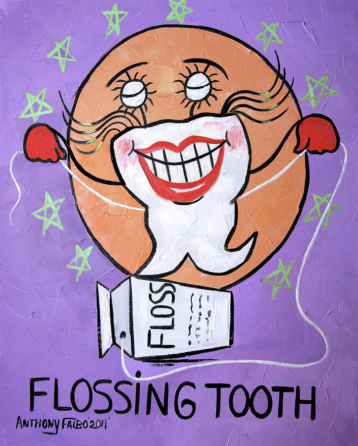 Flossing Tooth Painting by Anthony Falbo