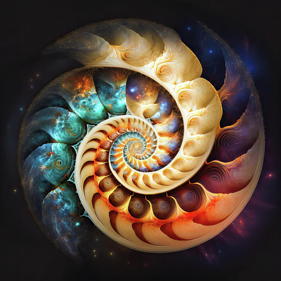 Flow of the Universe 02 Fibonacci Spiral Digital Art by Matthias Hauser ...