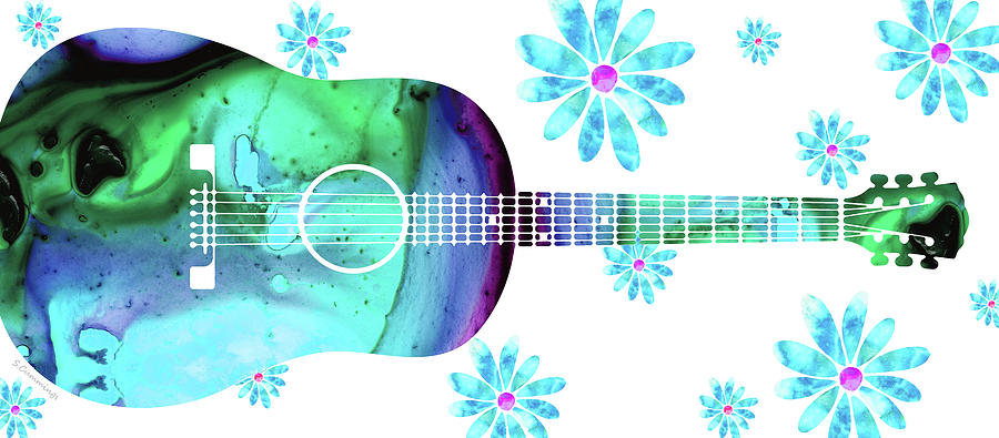 Flower Acoustic Guitar Art Painting by Sharon Cummings - Fine Art America