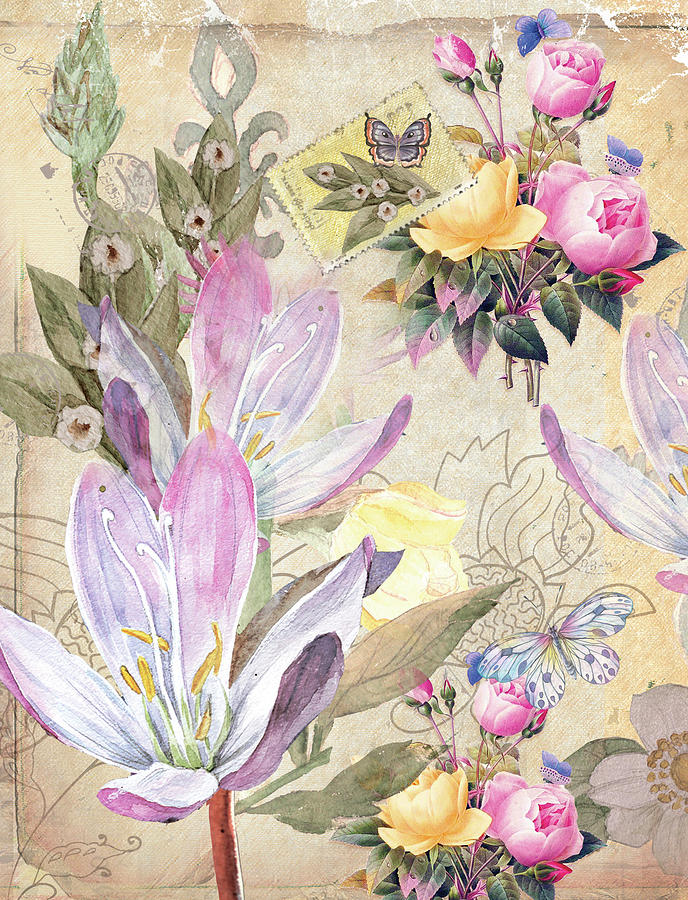 Flower Art Vintage Theme 1 Mixed Media by Johanna Hurmerinta