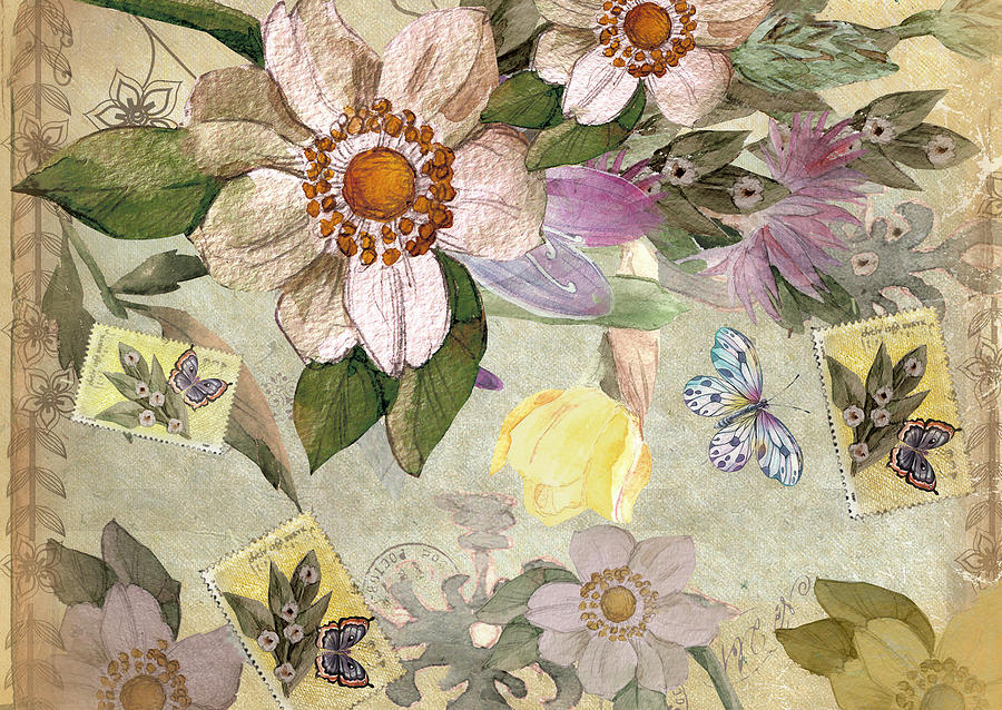 Flower Art Vintage Theme 5 Digital Art by Johanna Hurmerinta