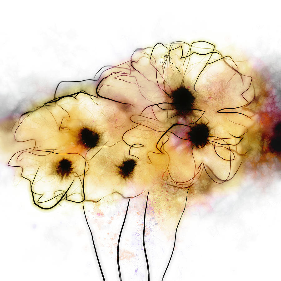 Flower Art With Yellow Painting by Ann Powell