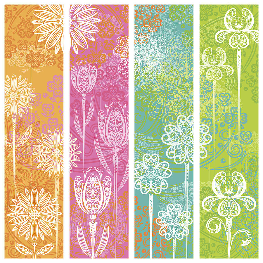 Flower Banners Drawing by Jammydesign
