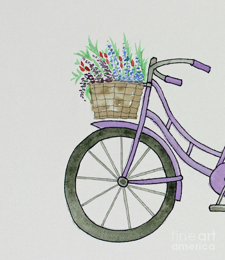 Flower Basket bike cropped Painting by Norma Appleton