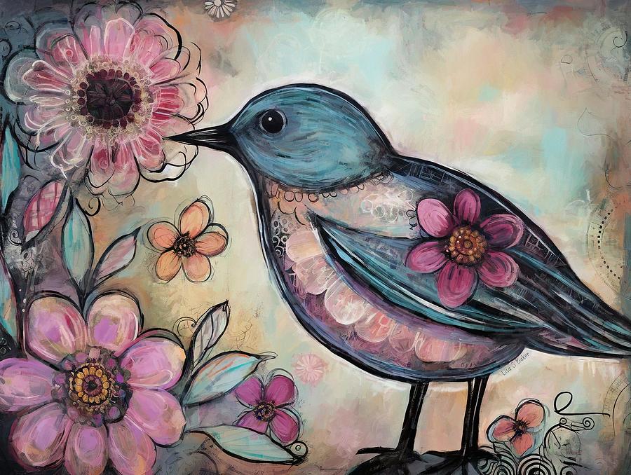 Flower Bird Digital Art by Lisa S Baker