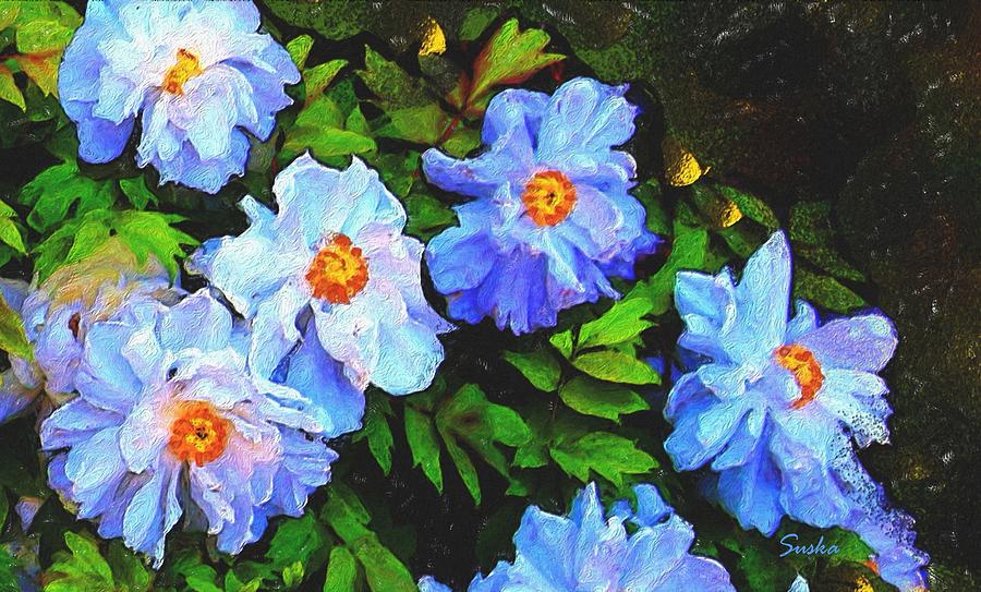 Flower Blue Closeup  Painting by Susanna Katherine
