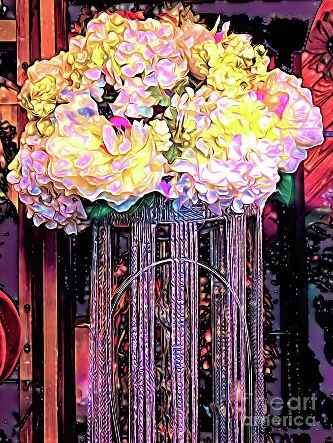 Flower Bouquet in a Beaded Container Abstract Expressionism and Starlight Glitter Effects Photograph by Rose Santuci-Sofranko