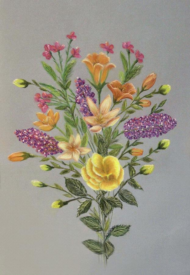 Flower Bouquet Painted in Soft Pastels Painting by Sandra Huston