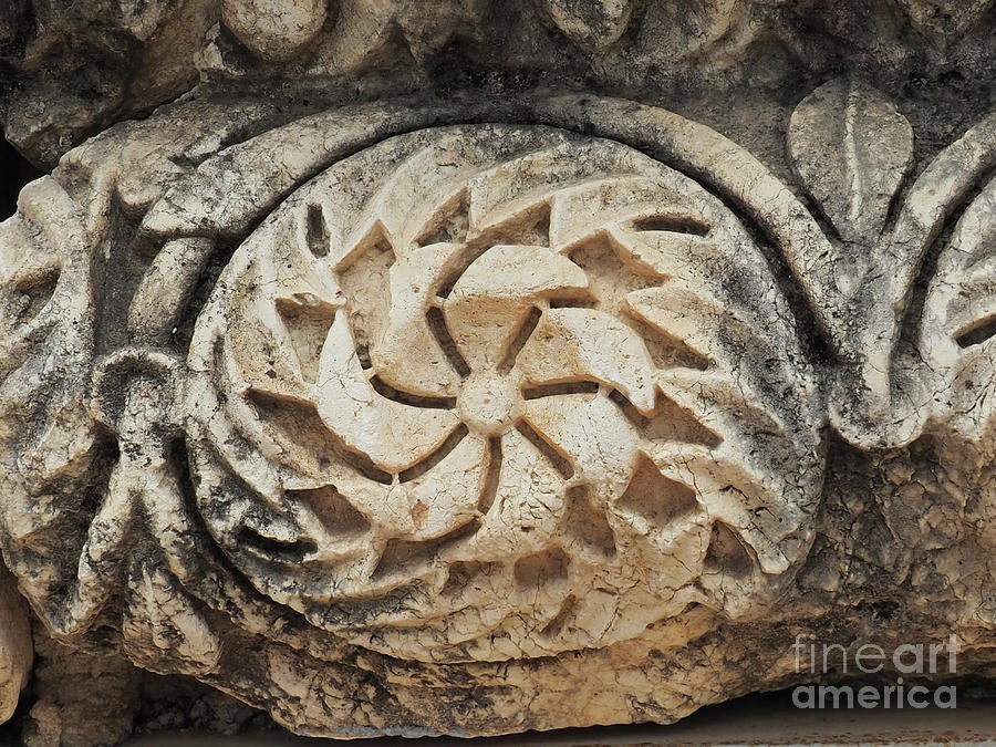 Flower Carving Capernaum Photograph by Ginger Repke