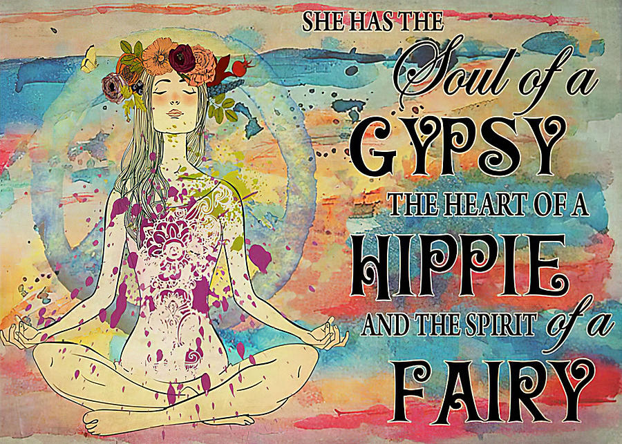 Flower Children Hippie Yoga She Has The Soul Digital Art by Gambrel ...