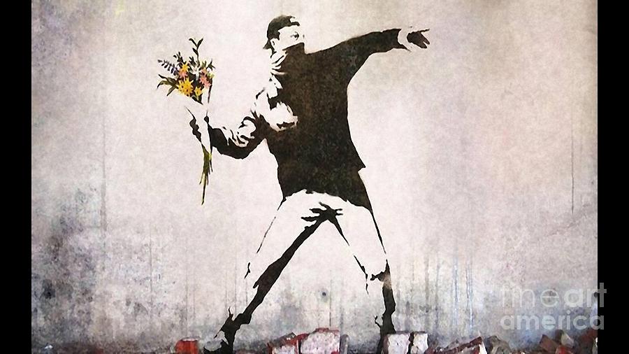Banksy Mixed Media - Flower Chucker by Banksy