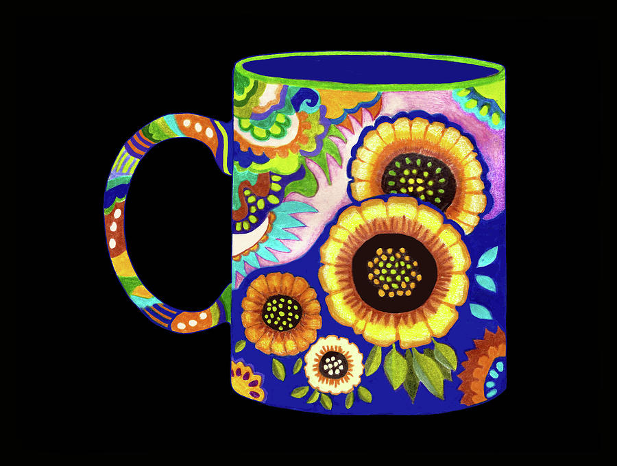 Flower Coffee Cup #1, Mexican Style Drawing by Lorena Cassady
