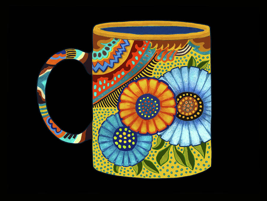 Flower Coffee Cup #3, Mexican Style Drawing by Lorena Cassady
