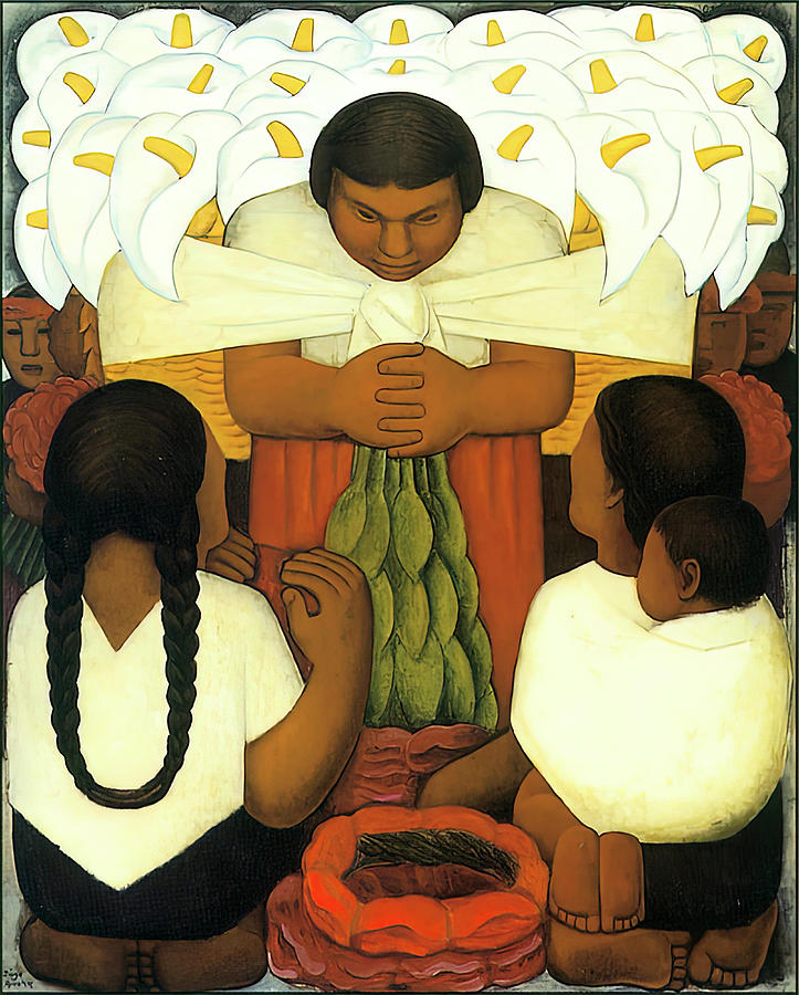 Flower Day Painting by Diego Rivera
