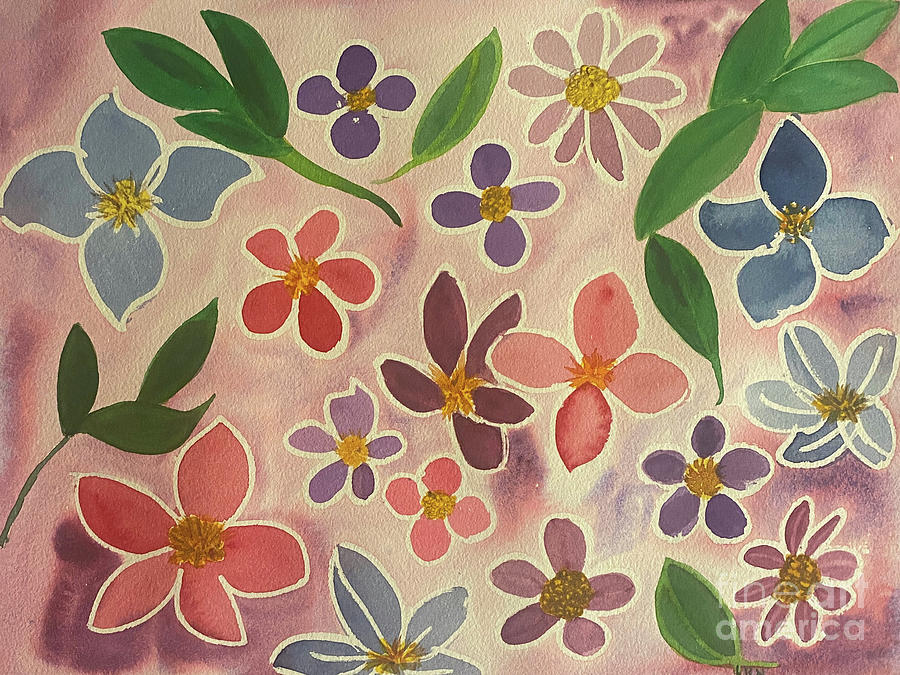 Flower Doodles Painting by Lisa Neuman