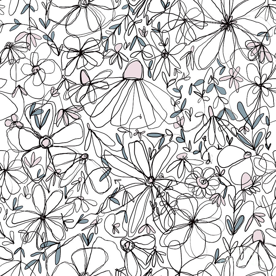 Flower Doodles Pattern Design in Pastel Colors Digital Art by Patricia Awapara